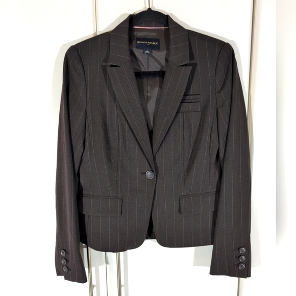 Banana Republic Blazer Womens Size 4 Brown Pink striped Career,Work,Office - Picture 1 of 9